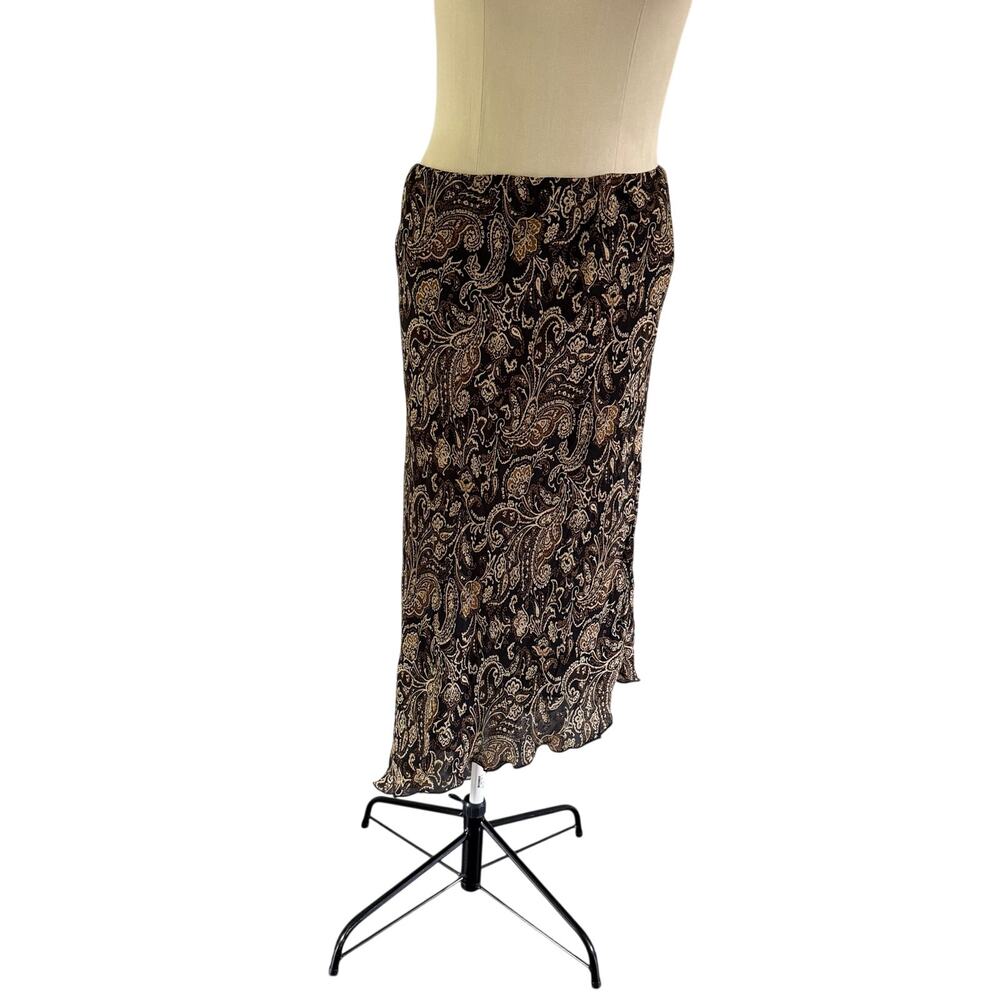 VTG Y2K 2000s Black Brown Paisley Asymmetrical Maxi Skirt Plus 2X Whimsy Fairy